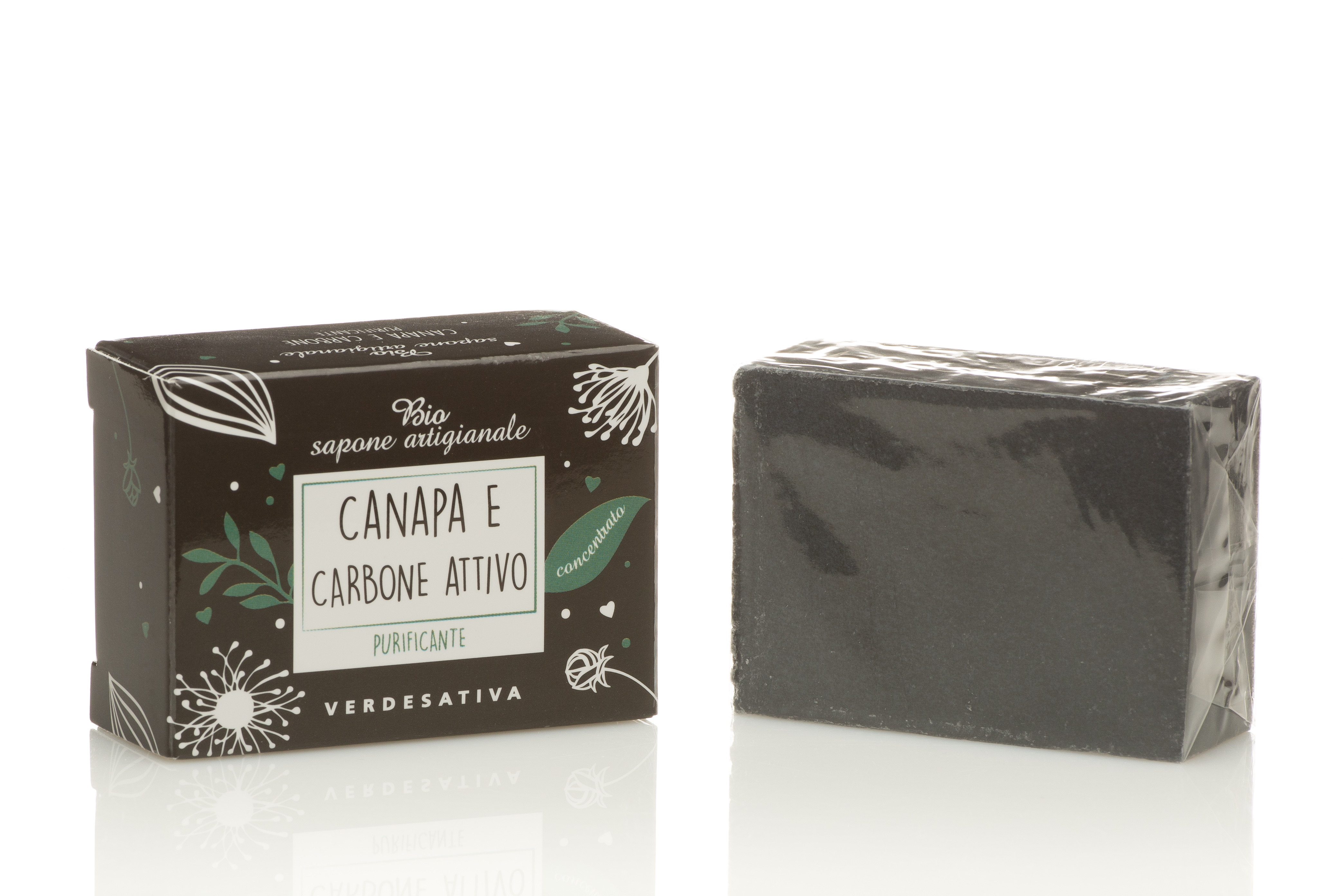 Sapone artigianale Canapa e Carbone Attivo 100% Bio Degradabile - 100gr